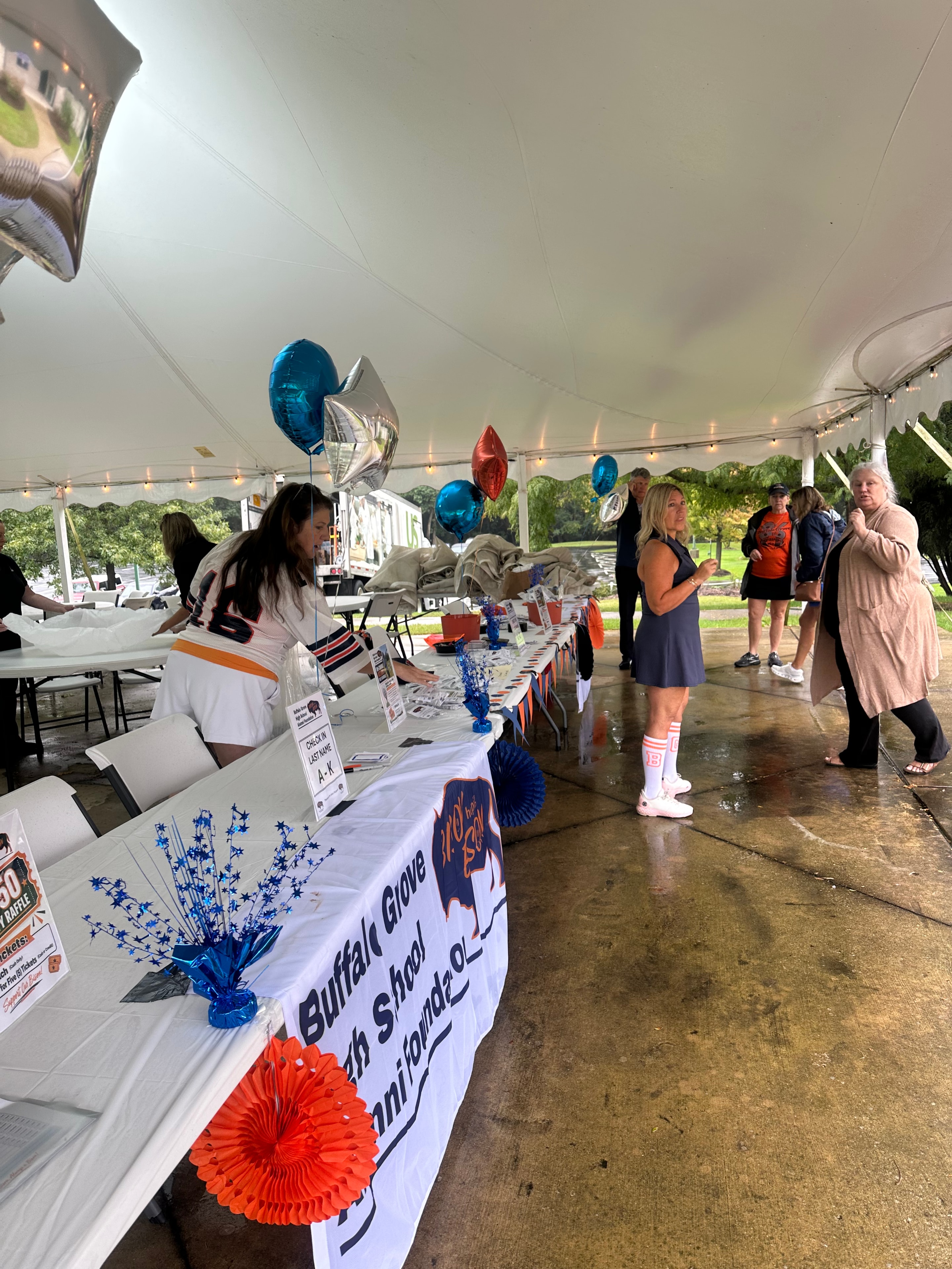 Outdoor event tent with balloons