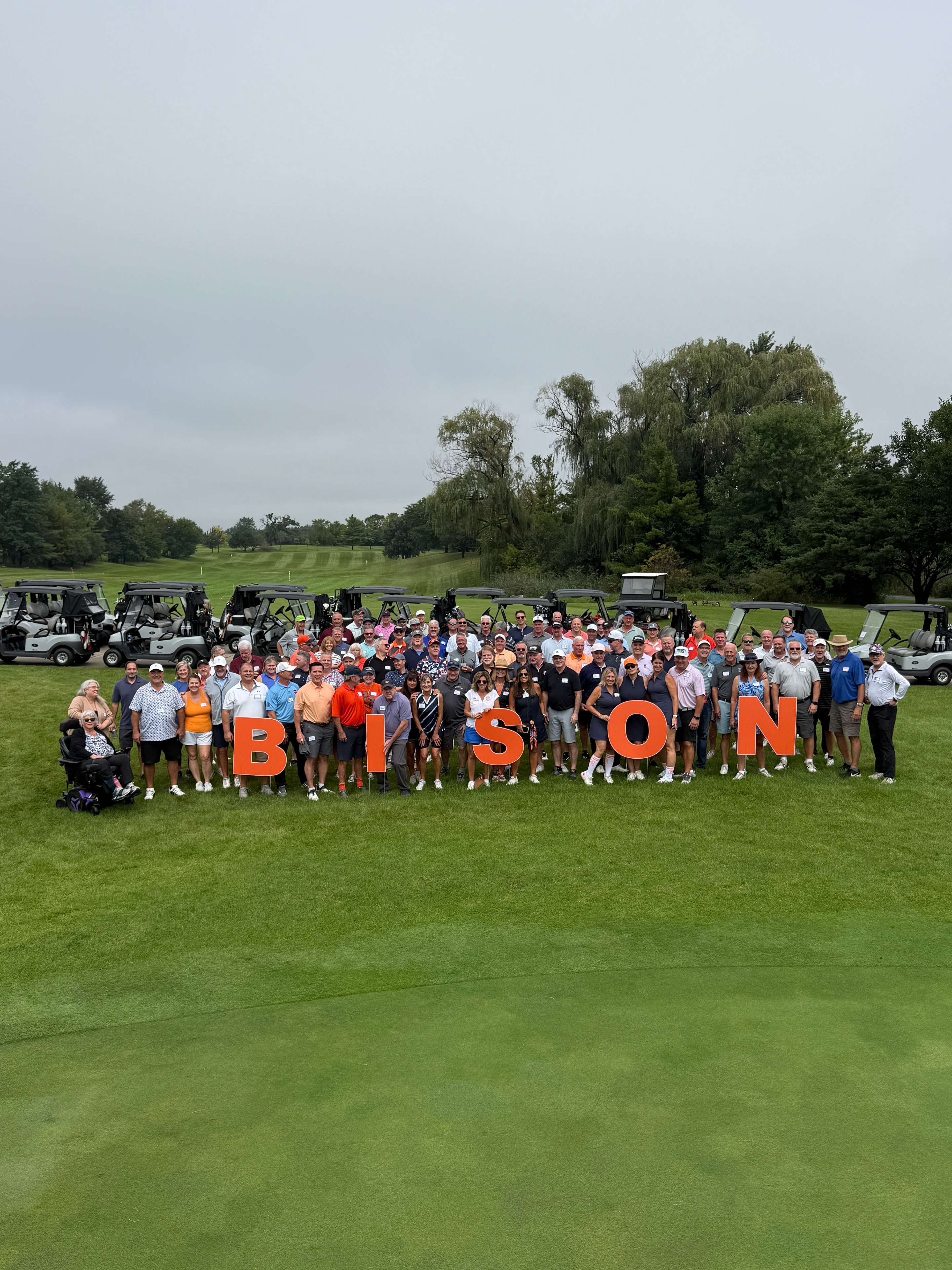 Large group at golf outing Bison event