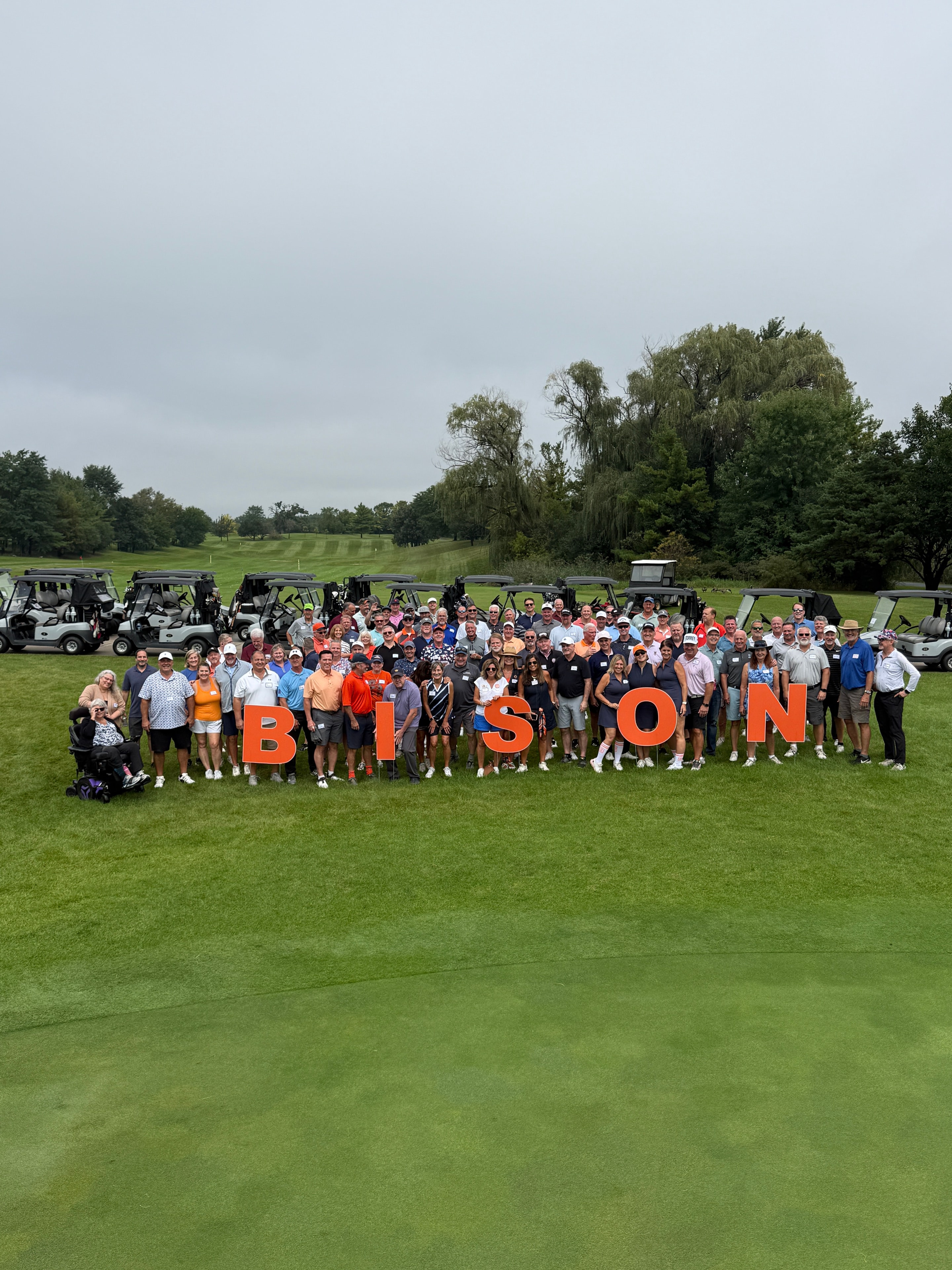 Large group at golf outing Bison event
