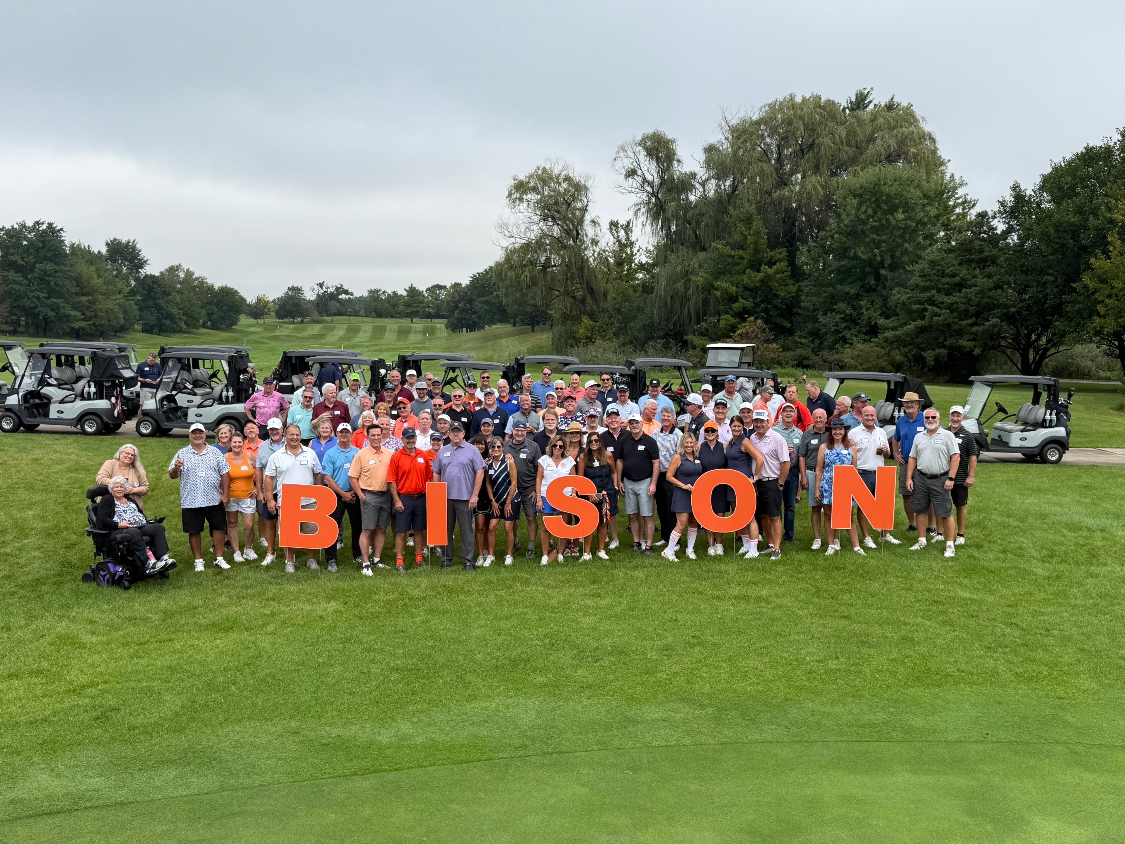 Large group at golf outing Bison event