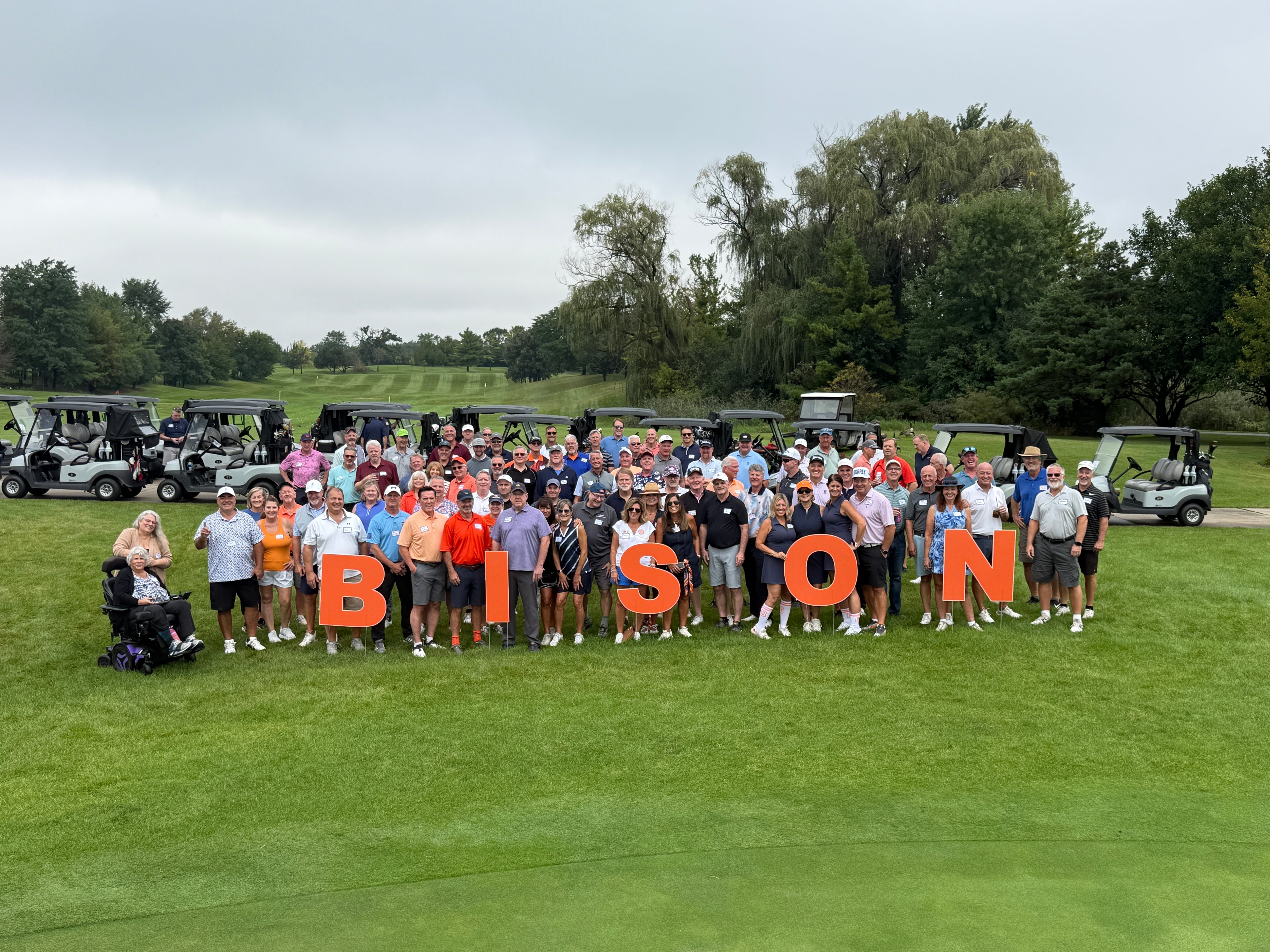 Large group at golf outing Bison event