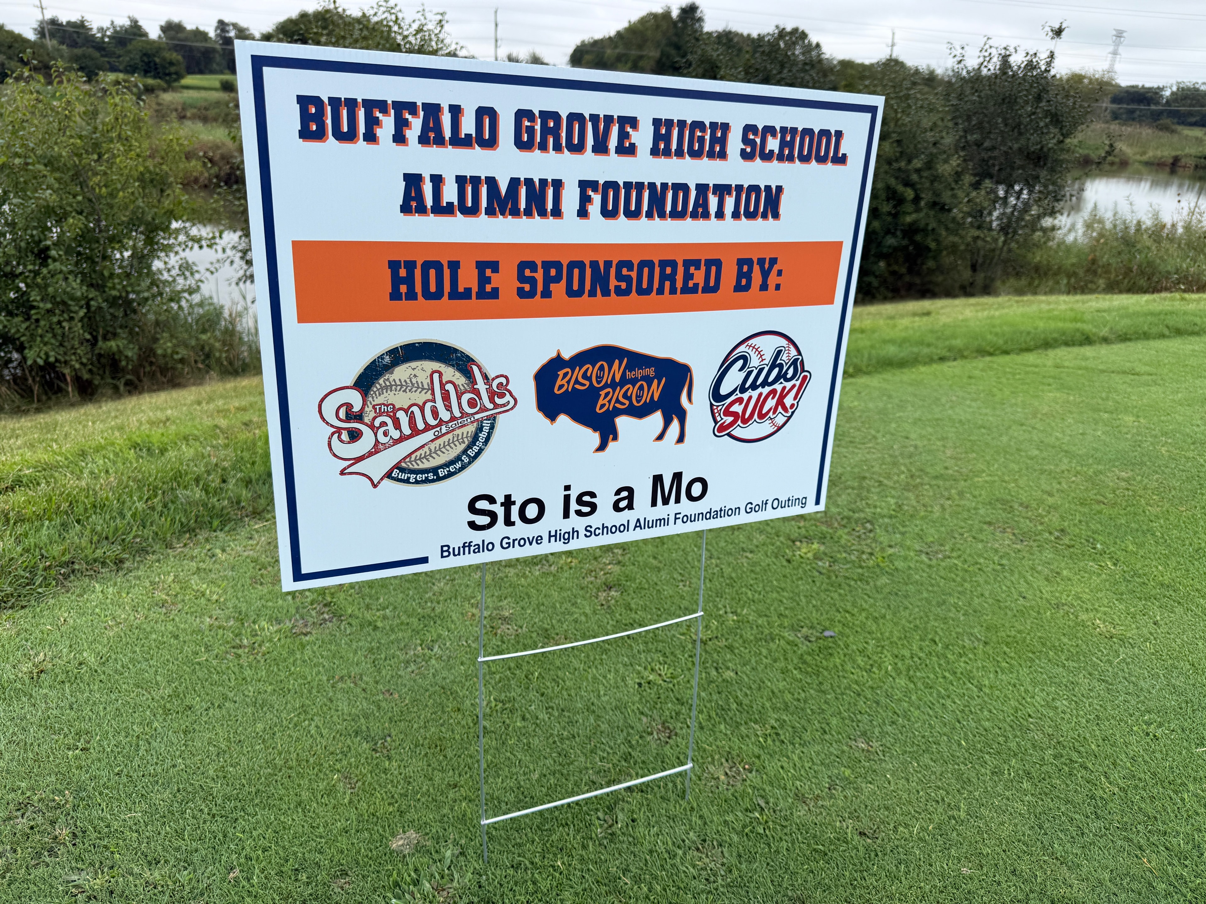 BGHS Alumni Golf Outing sign on course