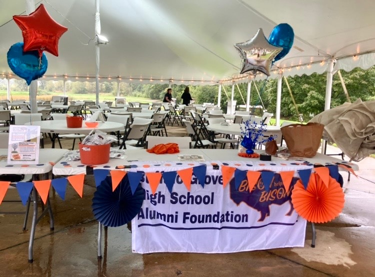 High school alumni foundation event tent